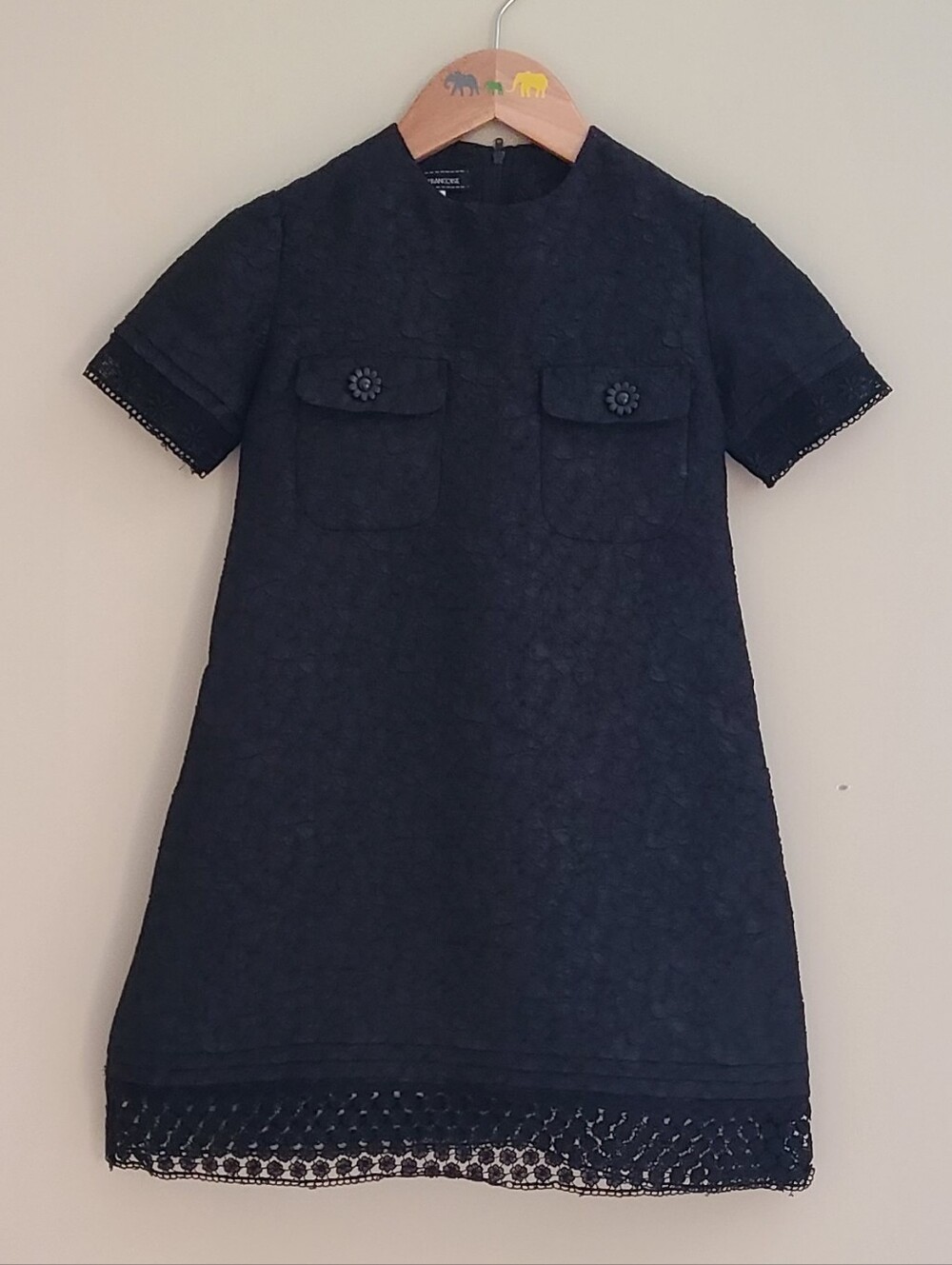 Vintage Bébé Françoise Black Floral Jacquard Lace Dress Girls 110 (4–5Y)
